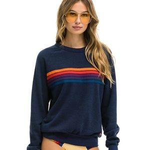 Aviator Nation 5 stripe navy sweatshirt